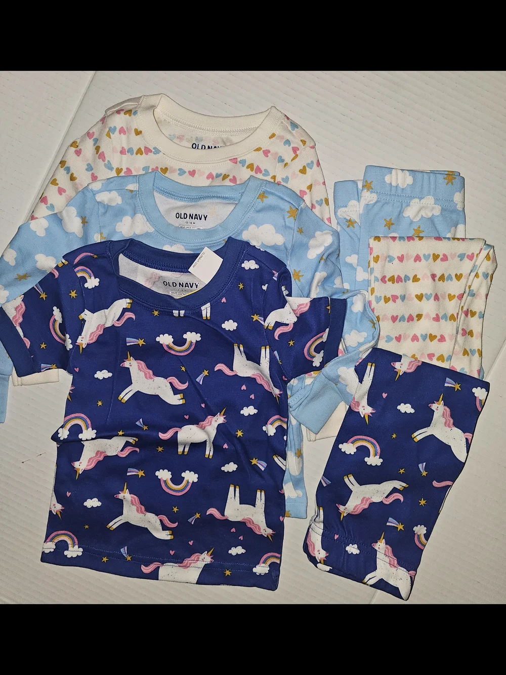 Old Navy Girls' Navy Unicorn & Pastel Pajama Set